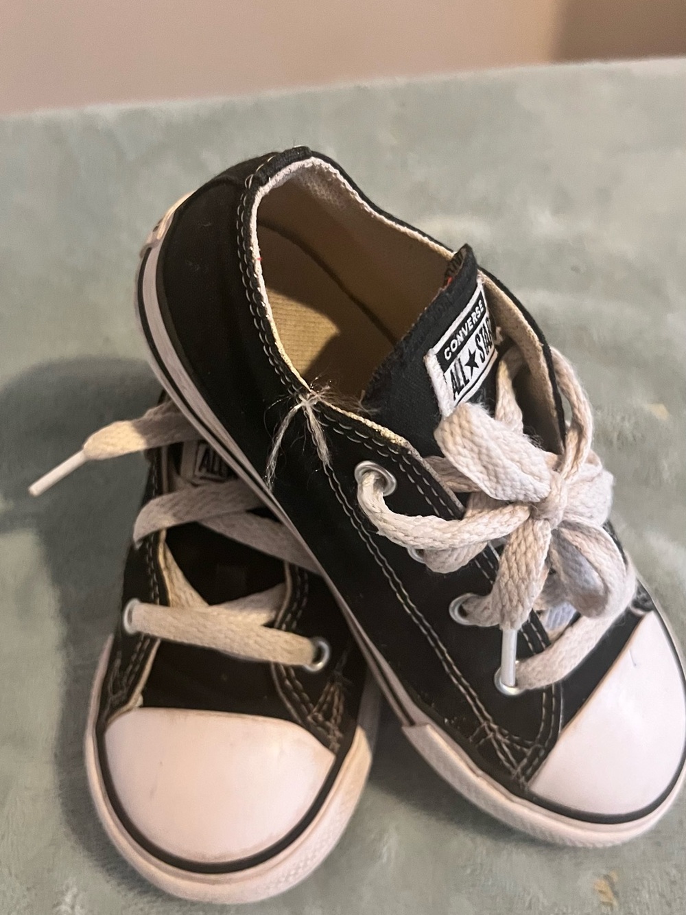Converse Kids Black and White Low Top Sneakers - Picture 2 of 5